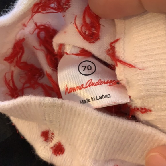 Red velvety HA dress size 6-12 months with matching ruffle butt tights - Picture 5 of 5